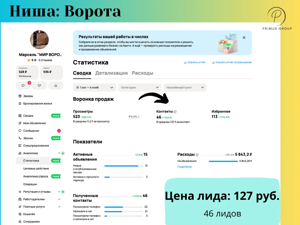Кейс по продвижению ворот на Авито