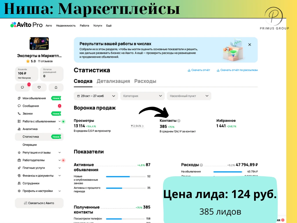 Кейс по продвижению на маркетплейсах через Авито